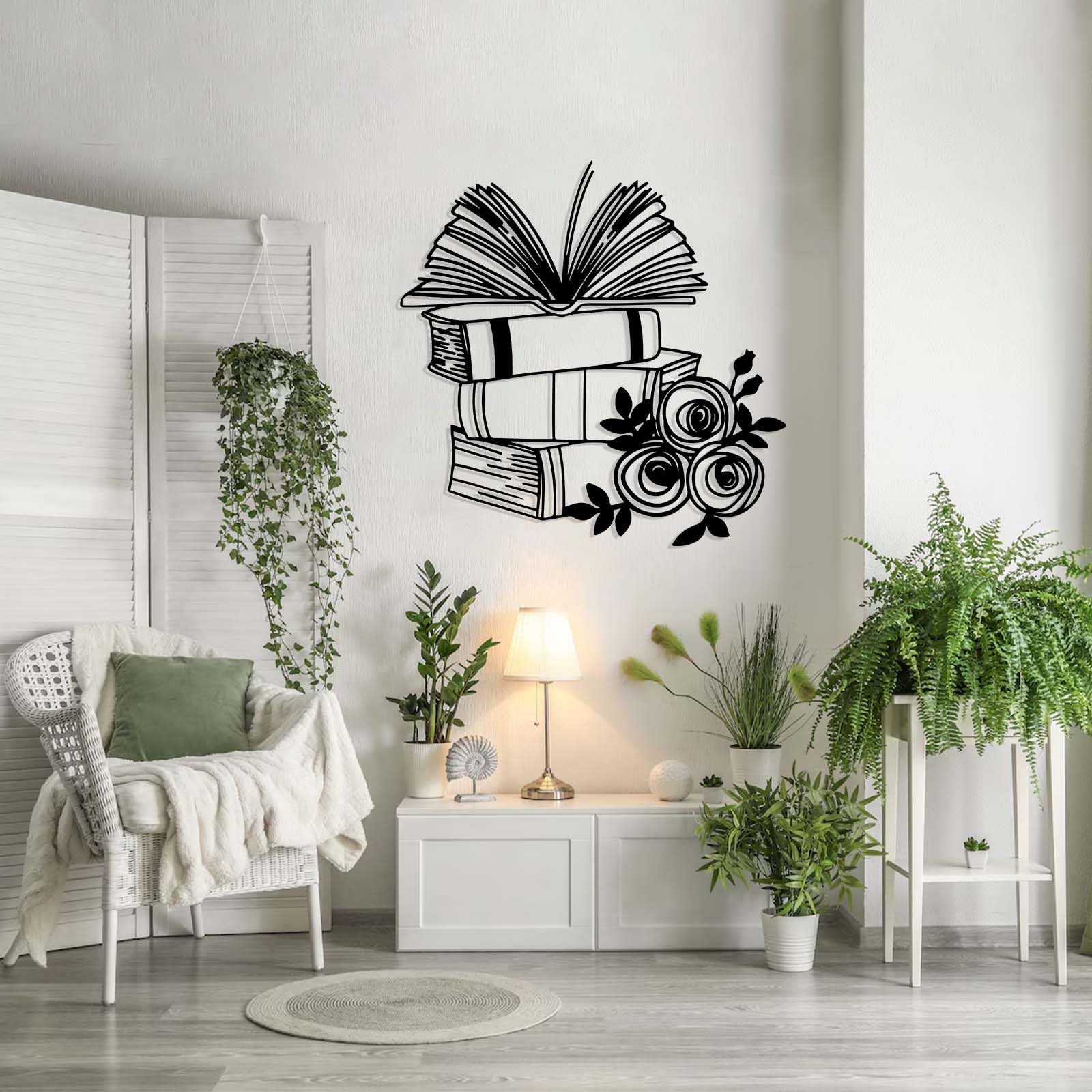 洋書 WALL ELEMENTS ART WALL Amazon.com: Book Wall Decor, Book Art Wall Decor, Metal Flowers